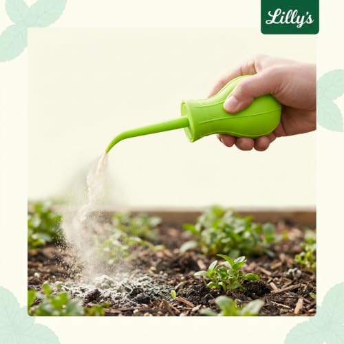 Diatomaceous Earth Applicator Duster, Refillable Powder Duster Bulb for Garden, Plants, Coops & Home, Multi-Purpose Hand Powder Dispenser with Angled Tip for DE & Dry Powders | Lilly's Naturals