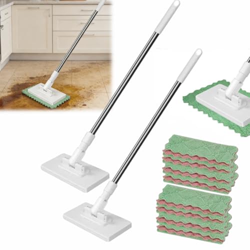 Clip and Grip Mop, No Wash Lazy Mop, Dispose Dust Mops with 4 Reusable Cloths, 39 Long Handle with Locking Head & Sweeping Cloths for Cleaning Floor Window Kitchen Home - color: 2pcs