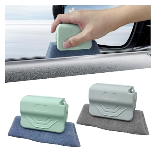 2PCS Magic Window Track Cleaner, Window Groove Cleaning Brush Tools Set, Hand-held Window Track Cleaner, Vehicle Clean Accessory for Sliding Door, Sill, Tile Lines, Shutter, Car Vents (GN&GY) - color: GN&GY