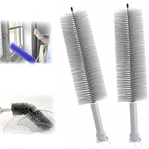 Upgrade Reusable Bendable Cleaning Brush for Home Electric Fan Air Conditioner Car Vent Curtains Cleaner,2026 New Bendable Microfiber Duster.（Gray） - color: Gray