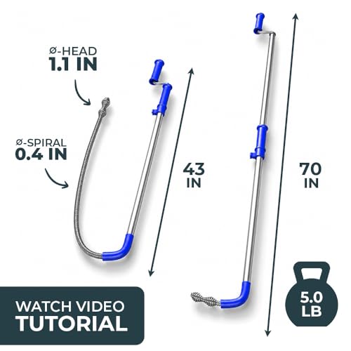 Meisterfaktur toilet snake [6 feet] - toilet auger for heavy toilet blockages - No damage thanks to silicone protection - the closet auger for real DIYs! (6 FEET)