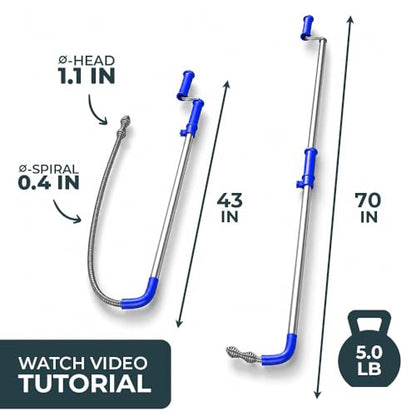 Meisterfaktur toilet snake [6 feet] - toilet auger for heavy toilet blockages - No damage thanks to silicone protection - the closet auger for real DIYs! (6 FEET)