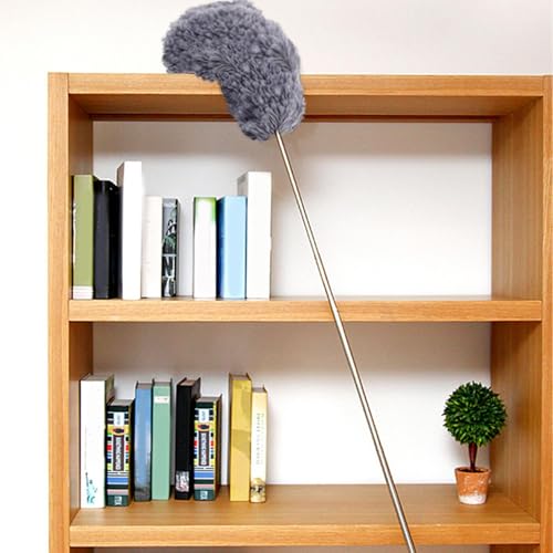 Extendable Feathers Duster Bendable Microfiber Long Handled Duster, Flexible Hand Cobweb Cleaner with Telescoping Pole for Cleaning High Ceiling Fans, Cars, Blinds, Cobweb, Furniture - color: Gray