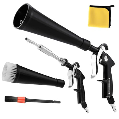 GOCCIDA Car Dry Cleaning Gun,Tornado Air Gun,High Pressure Air Blow Gun,Fast Interior Dryer Car Detailing Kit,Vortex Air Cleaning Tool for Car Detailing(2 Set Nozzle) - style: HCL-15black2