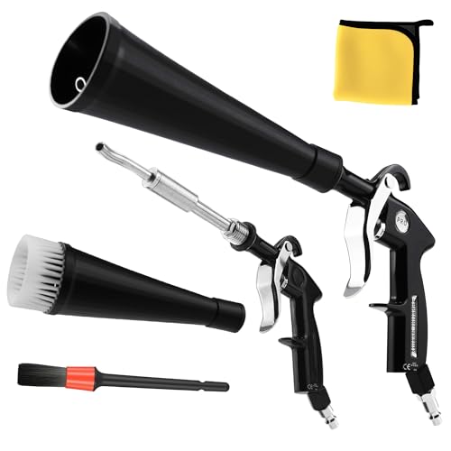 GOCCIDA Car Dry Cleaning Gun,Tornado Air Gun,High Pressure Air Blow Gun,Fast Interior Dryer Car Detailing Kit,Vortex Air Cleaning Tool for Car Detailing(2 Set Nozzle) - style: HCL-15black2