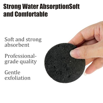 100-Count Facial Sponges Compressed Natural Cellulose Sponge Round Shape Face Sponge for Face Cleansing Exfoliating and Makeup Removal, Black - color: 100- Pack Black