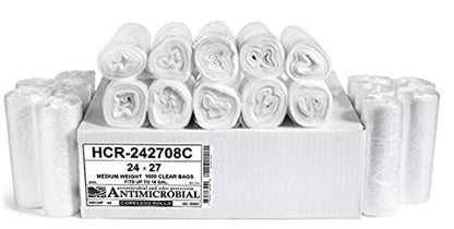 Aluf Plastics High Density Trash Bags, 12 Gallon, 1000 Count, 8 Micron (eq), 24" x 27", Clear, for Bathroom, Office, Industrial, Commercial, Janitorial, Municipal, Recycling - color: Clear, style: 13 Gal, 8 Micron Equiv, 1000 Count