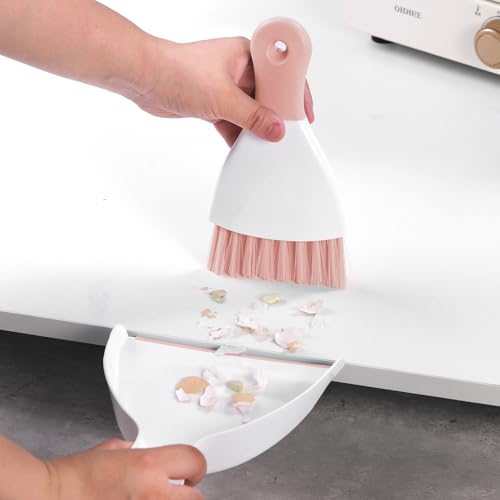 NACENA Mini Dustpan and Brush Set 2 Pack, Small Broom and Dustpan Set Dust Pan and Mini Hand Broom Dustpan and Broom Combo Compact for Home Table Keyboards Sofa Kitchen, Pink - color: Pink, size: 2 packs