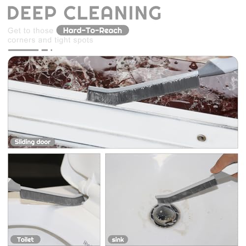 Crevice Cleaning Brush Bathroom Tile Groove Gap Cleaning Brush Premium Crevice Cleaning Tool Aluminum Support with 15° Angled Head-Grout Thin Brush,Kitchen & Bathroom Tool (5PCS) - color: 3pcs