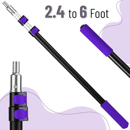 Bates- Telescopic Extension Pole, 6 Ft, Aluminum Alloy, Sturdy Multi-Purpose Extension Pole with Flip-Lock Design for Painting, Dusting and Cleaning - color: Black and Purple, size: 6 Ft, 1 Pack