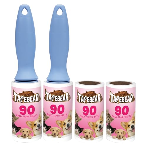 TAPEBEAR Lint Rollers 360Sheets with 2 Handles, Sticky Roller for Pet Hair Lint Debris, Easy Start Easy Spiral Tear Dog and Cat Lint Remover for Clothes Sofa Bed Furniture Carpet Car Seat