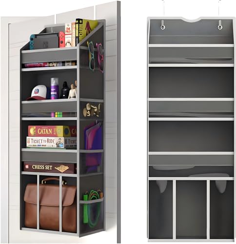 4 Tier Over The Door Organizer - 35lbs Load Hanging Closet Organizer and Storage with Large Pockets, Swing-Proof Behind The Door Organizer for Bathroom Nursery Small Room Essentials - color: Grey, size: 1 Pack - 4 Tier