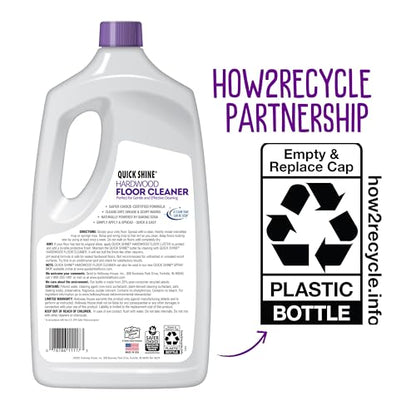 Quick Shine Hardwood Floor Cleaner 64oz | Use in Spray & Vac Mops | Removes Dirt & Scuff Marks | Ready-to-Use, Streak Free, No Rinse | Safer Choice Cleaner |Perfect for Gentle and Effective Cleaning - size: 64 Fl Oz (Pack of 1), style: 1 Bottle