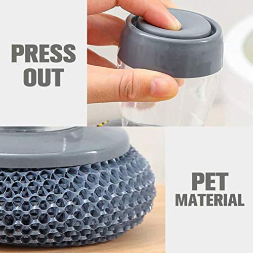 Soap Dispensing Palm Brush Washing Brush with Integrated Detergent Dispenser Steel Dish Scrubber soap Stop Cleaner Metal Sponge Household Kitchen Cleaning Twin