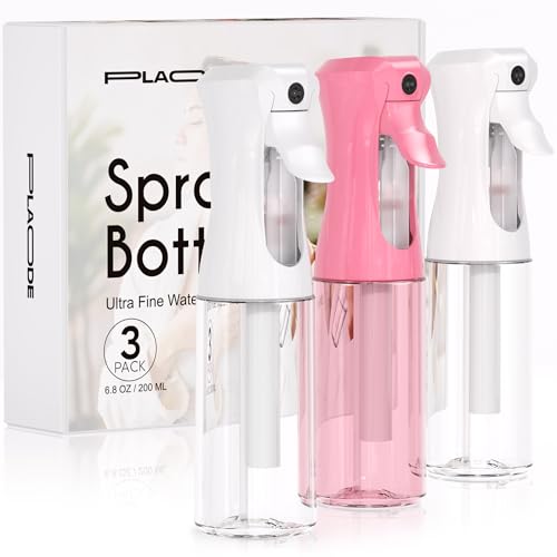 3 Pack Spray Bottle for Hair - Continuous Hair Spray Bottles Refillable Mister Sprayer for Hairstyling, Plants, Pets, Skincare, Cleaning (6.8 OZ/200ML, Pink+White+White) - color: Pink White White, size: (3-Pack)-6.8 Oz