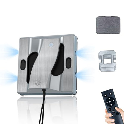 6000Pa Window Cleaning Robot High Suction Power Window Cleaner Robot with 4 Water Spray Intelligent Cleaning Perfect for High-Rise Windows, Glass Doors and Tiles