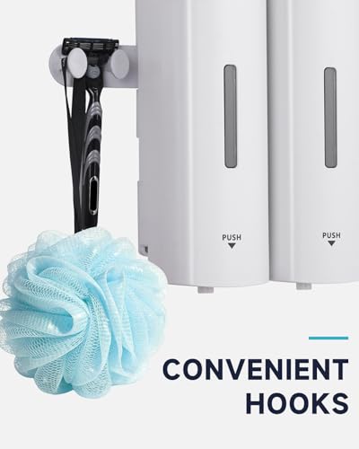 AIKE 3 Chambers Shower Shampoo and Conditioner Dispenser 3 x 11.8 fl.oz. for Bathroom(White) - color: White, size: Triple Chamber