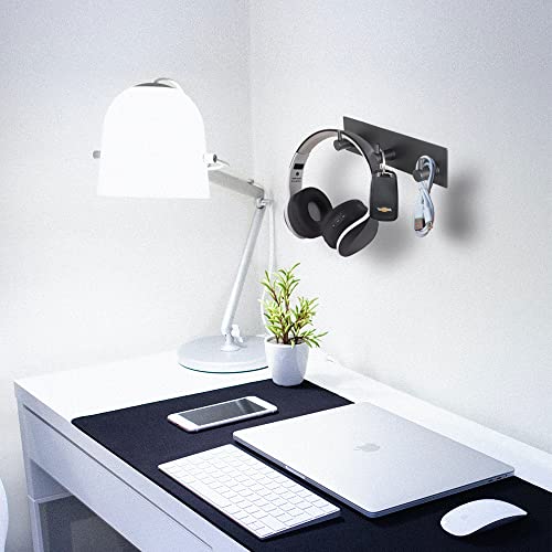 VIRFIN Key Holder for Wall with 2 Self-Adhesive Tapes, No Damage Key Holder Rack for Wall with 3 Key Hooks for Entryway, Door, Bathroom, Kitchen(Black) - size: 3 Hooks