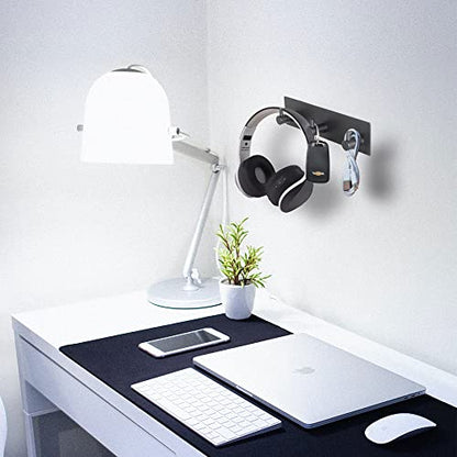 VIRFIN Key Holder for Wall with 2 Self-Adhesive Tapes, No Damage Key Holder Rack for Wall with 3 Key Hooks for Entryway, Door, Bathroom, Kitchen(Black) - size: 3 Hooks