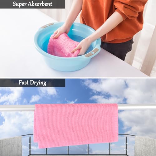 Microfiber Cleaning Cloth Roll, Tear-Away Reusable Towels, 10" x 10" Dish Cloth, 20 Sheets Washable, Lint-Free Microfiber Cloth for Kitchen, Home, Shop, Cleaning Supplies (Pink)
