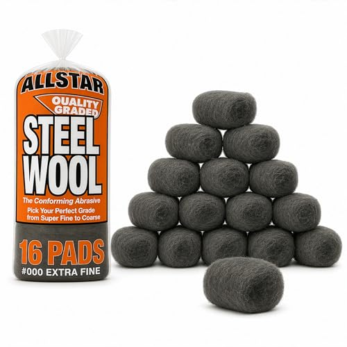Hi-Tech 000 Extra Fine Steel Wool Pads (16 Pack) – Ultra-Fine Scratch-Free Surface Prep, Waterless Window Cleaning, Polishing, Finishing & Woodworking Abrasive