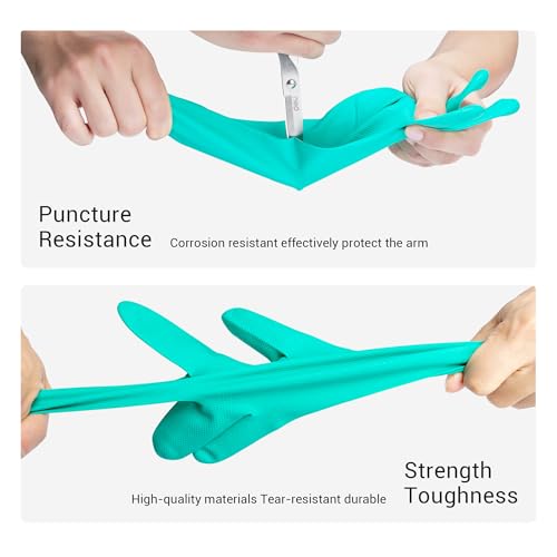 ThxToms 10 Pairs Nitrile Chemical Resistant Gloves, 15mil,13", Reusable Latex Rubber Free Heavy Duty Gloves, Acid Alkali Oil Protection, Industrial Use and Household Cleaning, Non-Slip, Large - color: Pack of 10, size: Large