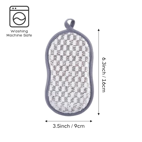 1 Pack Daul-Sided Kitchen Sponges, Non-Scratch, Reusable Microfiber Dish Scrubbers for Pots, Pans, and Non-Stick Cookware, Heavy Duty Cleaning Sponge Pads for Home Use