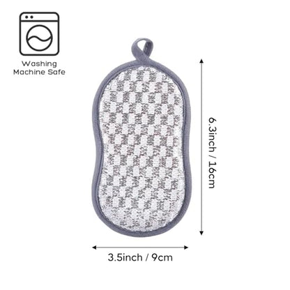1 Pack Daul-Sided Kitchen Sponges, Non-Scratch, Reusable Microfiber Dish Scrubbers for Pots, Pans, and Non-Stick Cookware, Heavy Duty Cleaning Sponge Pads for Home Use