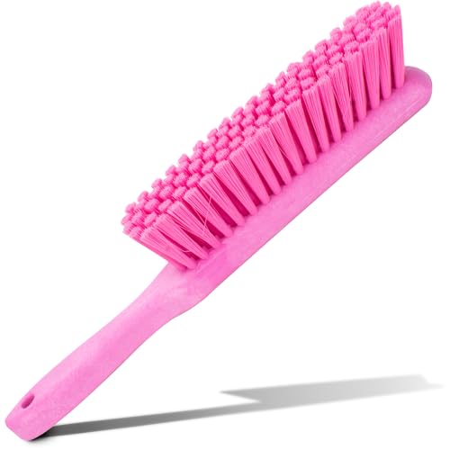 SPARTA 8 Inch Soft Counter Brush with Polyester Bristles and 5 Inch Handle, Color Coded Handheld Broom for Tables Countertops and Foodservice Surfaces, 13 Inch Overall Length, Pink, Pack of 6 - color: Pink