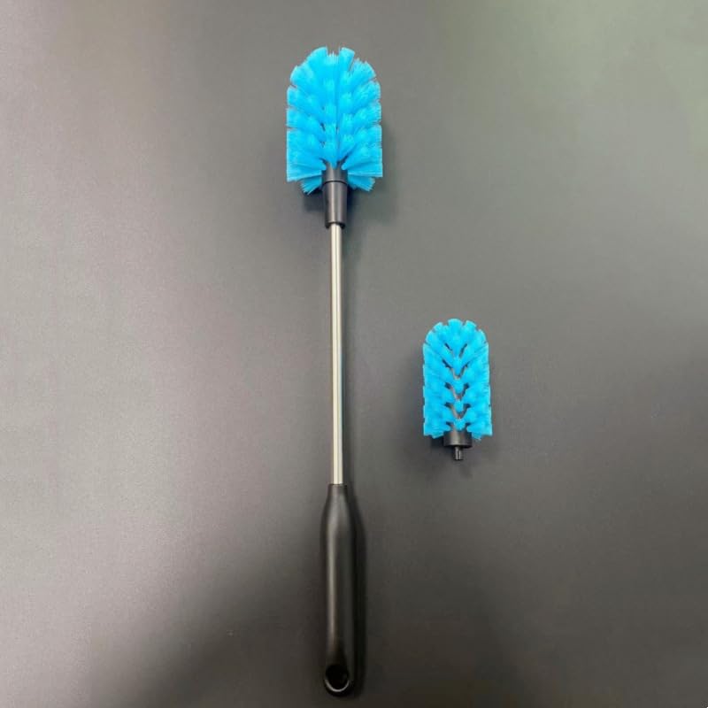 SEQ Bottle Brush Set 2 Pack – Long Handle Water Bottle Cleaning Brush with Stainless Steel Handle & Small Detail Brush, Nylon Bristles for Narrow Neck Bottles, Sports Bottles, Tumblers & Baby Bottles