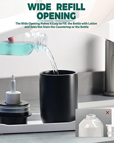 BosilunLife Black Foam Soap Dispenser - Ceramic Foaming Hand Wash Dispenser for Bathroom Modern Farmhouse Small Soap Dispenser Lotion Hand Pump Dispenser for Kitchen Sink - color: Black-foam Pump
