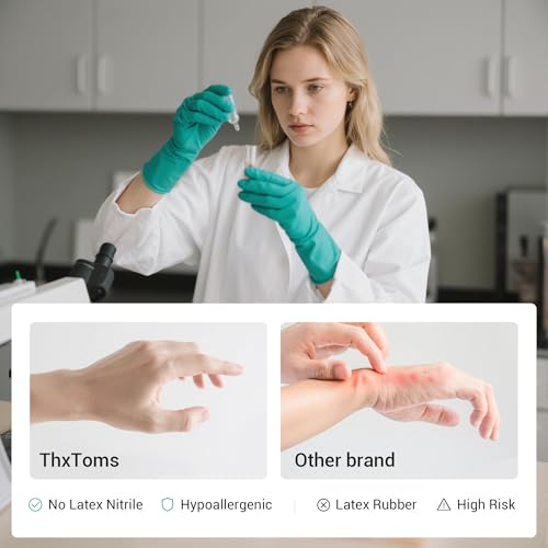 ThxToms 5 Pairs Nitrile Chemical Resistant Gloves, 15mil,13", Reusable Latex Rubber Free Heavy Duty Gloves, Acid Alkali Oil Protection, Industrial Use and Household Cleaning, Non-Slip, X-Large - color: Pack of 5, size: X-Large