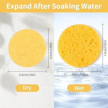 100-Count Compressed Facial Sponges, Natural Cosmetic Spa Sponges for Facial Cleansing, Exfoliating Mask, Makeup Remover, Travel Face Sponges - Yellow - color: Yellow