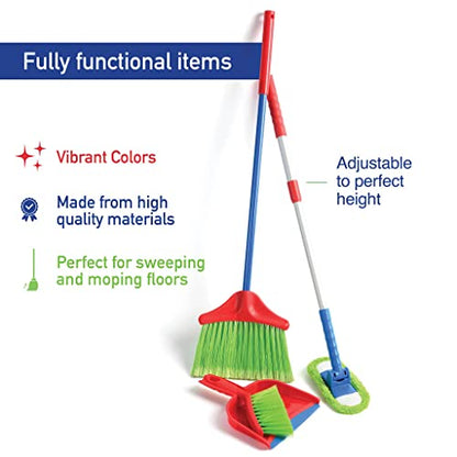 Play22 Kids Cleaning Set 4 Piece - Toy Cleaning Set Includes Broom, Mop, Brush, Dust Pan - Toy Kitchen Toddler Set is A Great Toy Gift for Boys & Girls - size: child-size