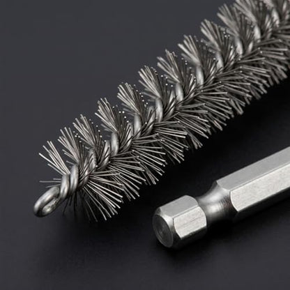 QWORK Bore Brush 24 Pcs Set for Drill, Stainless Steel Wire Cleaning Brushes with 1/4 Inch Hex Shank, Multi-Size Bore Cleaning Tools for Rust Removal, Tube and Pipe Cleaning 8/10/12/15/17/19mm