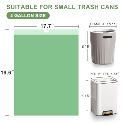 4 Gallon Trash Bags Drawstring 100 Count, JUKFITA Strong Small Garbage Bag, Unscented Trash Can Liners for Bathroom Restroom Office Kitchen, Green - color: Green, size: 100 Count (Pack of 1)