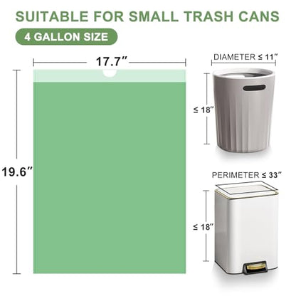 4 Gallon Trash Bags Drawstring 100 Count, JUKFITA Strong Small Garbage Bag, Unscented Trash Can Liners for Bathroom Restroom Office Kitchen, Green - color: Green, size: 100 Count (Pack of 1)