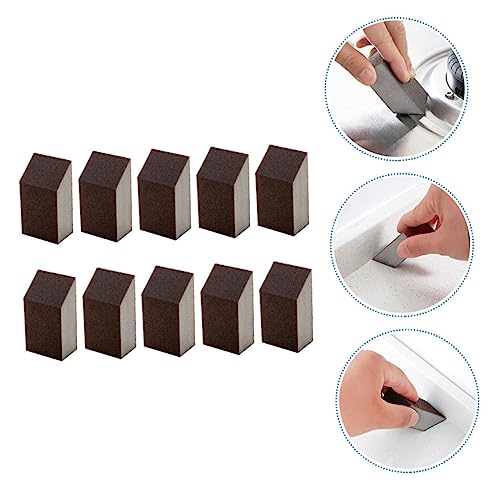 10pcs Emery Sponge Wet Dry Sandpaper Kitchen Tool Carborundum Sponge Buffing Diamond Polishing Pads Pan Washing Pot s Kitchen Brush Brown