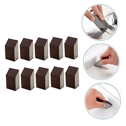 10pcs Emery Sponge Wet Dry Sandpaper Kitchen Tool Carborundum Sponge Buffing Diamond Polishing Pads Pan Washing Pot s Kitchen Brush Brown