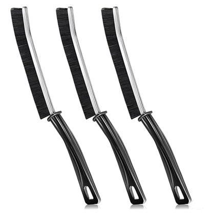 3-Pack Heavy-Duty Crevice Brushes – Hard Bristle Scrub Brushes for Grout, Gaps, Tile, and Tight Spaces (Black)