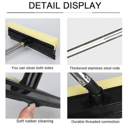 2 in 1 Car Window Squeegee and Collapsible Bucket Set,Long Handle,Gray - color: Gray