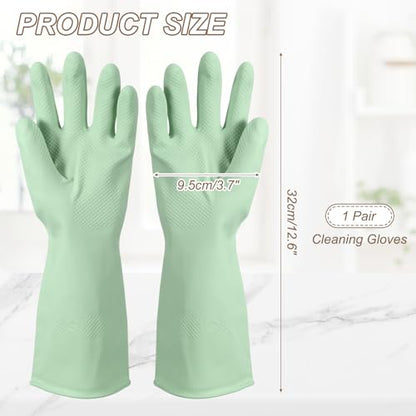 uxcell Rubber Cleaning Gloves, Reusable Household Dishwashing Long Rubber Gloves with Non-slip Grip - color: Light Green, size: Small