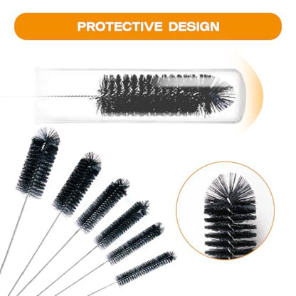 Brush Family Straw Cleaner Brush Set,6 Piece 12" Long Pipe Tube Bottle Brushes for Cleaning Narrow Neck Bottles,Coffee Maker,Glass Cups - size: 12 inch large diameters set (6pcs)