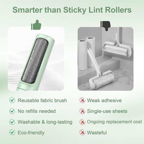 Pet Hair Remover Tool - Reusable Lint Roller Lint Brush for Cat & Dog Hair on Furniture, Clothes, Couches, Car Seats, and Fabric - No Refills, Eco-Friendly and Portable (Green) - color: Green