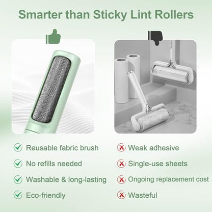 Pet Hair Remover Tool - Reusable Lint Roller Lint Brush for Cat & Dog Hair on Furniture, Clothes, Couches, Car Seats, and Fabric - No Refills, Eco-Friendly and Portable (Green) - color: Green