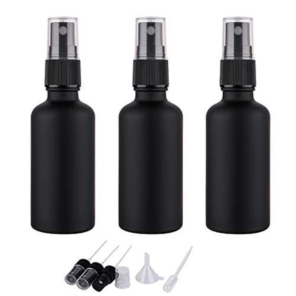 2oz Small Glass Essential Oils Spray Bottles, Fine Mist Frosted Black Spray Bottles (Set Of 3) - color: Frosted Black