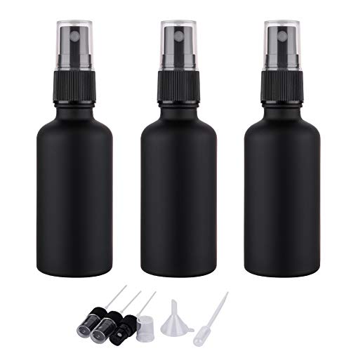2oz Small Glass Essential Oils Spray Bottles, Fine Mist Frosted Black Spray Bottles (Set Of 3) - color: Frosted Black
