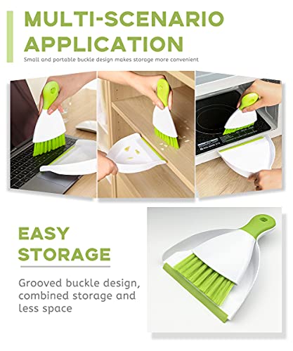 Dust pan Broom Brush Dustpan - Small Broom and Dustpan Set,Mini Broom and Dustpan,Small Dustpan and Brush Set for Home Cleaning, Sofa, Desk, Guinea Pig Cage, Cat Litter etc.（Light Green） - color: Light Green, size: 1 Set