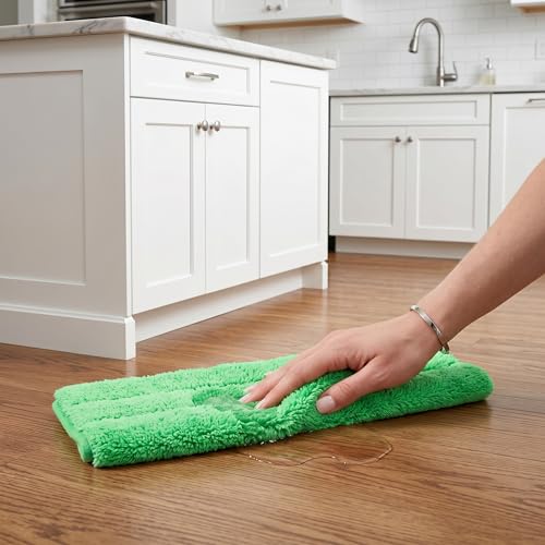 12Pack Reusable Coral Fleece Mop Pads Compatible with Swiffer Sweeper and All 10-12 Inch Flat Mops - Machine Washable Wet Dry Floor Cleaning Pads for Hardwood Laminate Tile Marble