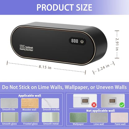 Toothbrush Holder Wall Mounted, Cleaning Box with Smart Drying and Cleaning, Toothbrush Holder with 4 Toothbrush Slots, Toothbrush Organizer for Bathroom (Black - 4 Slots) - color: Black - 4 Slots